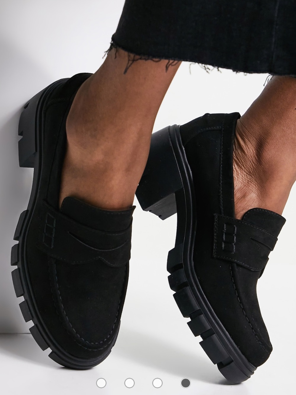 ASOS Shoes - black chunky loafers faux suede finish